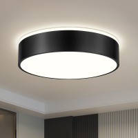 Peblto Dimmable Black Led Ceiling Light 2700K6000K 5Cct In One Modern Flush Mount Ceiling Light Fixtures Minimalist Round Met