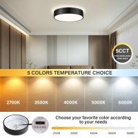 Peblto Dimmable Black Led Ceiling Light 2700K6000K 5Cct In One Modern Flush Mount Ceiling Light Fixtures Minimalist Round Met