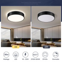 Peblto Dimmable Black Led Ceiling Light 2700K6000K 5Cct In One Modern Flush Mount Ceiling Light Fixtures Minimalist Round Met