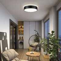 Peblto Dimmable Black Led Ceiling Light 2700K6000K 5Cct In One Modern Flush Mount Ceiling Light Fixtures Minimalist Round Met