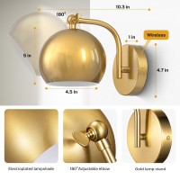 Glitnous Wall Sconces Battery Operated Gold Wall Sconces Battery Operated Not Hardwired Dimmable Battery Wall Sconce Wireless