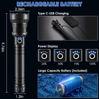 2Pack Flashlights High Lumens 5Mode Rechargeable Flashlights 990000Lm Super Bright Flashlight Adjustable Focus Tactical Flash