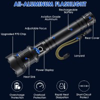 2Pack Flashlights High Lumens 5Mode Rechargeable Flashlights 990000Lm Super Bright Flashlight Adjustable Focus Tactical Flash