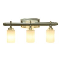 Lalia Home Essentix Contemporary Three Light Metal And Opaque White Glass Shade Vanity Uplight Downlight Wall Mounted Fixture With Rectangle Backplate For Bathroom, Entryway, Hallway, Antique Brass