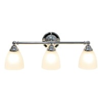 Lalia Home Essentix Traditional Three Light Metal And Translucent Glass Shade Vanity Uplight Downlight Wall Mounted Fixture For Bathroom, Entryway, Hallway, Chrome