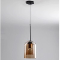 Neafp - Industrial Glass Chandelier, Long Line - Personality Suspension Lamp, Simple Art Double Layer Pendant Light, Dining Room Bar Droplight Interesting Life (Color : Cognac Color)