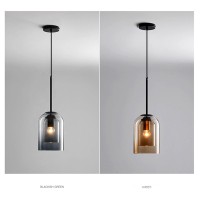 Neafp - Industrial Glass Chandelier, Long Line - Personality Suspension Lamp, Simple Art Double Layer Pendant Light, Dining Room Bar Droplight Interesting Life (Color : Cognac Color)