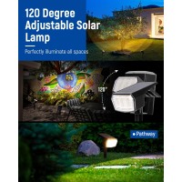 Auderwin Solar Spotlights Outdoor 63 Led 3 Lighting Modes, Ip65 Waterproof Lighten Yard Garden House Garage Pathway For Christmas Decorations-4 Pack