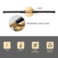 Linseeds Modern Bathroom Light Fixtures Over Mirror 24 Inch, 18W 360 Rotatable Dimmable 4000K Led Vanity Light Bar, Black And Gold Bathroom Vanity Lights Above Mirror, Led Bathroom Lighting