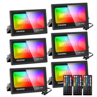 Ustellar 6 Pack 25W Led Flood Light 250W Equivalent Color Changing Rgb Floodlight Indoor Outdoor Spotlight Warm White 2700K Remo