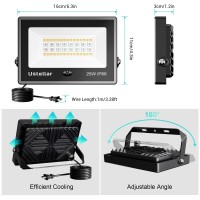 Ustellar 6 Pack 25W Led Flood Light 250W Equivalent Color Changing Rgb Floodlight Indoor Outdoor Spotlight Warm White 2700K Remo