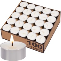 Tea Light Candles 100 Pack 4 Hours Fully Burns Tealight Candles Unscented Smokeless Paraffin Tealights For Home Sabbath We