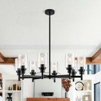 Seilisy 8 Lights Black Chandelier For Dining Room Farmhouse Modern Contemporary Industrial Ceiling Hanging Pendant Lighting Fix