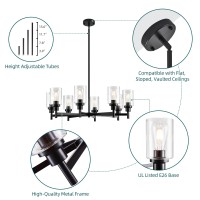 Seilisy 8 Lights Black Chandelier For Dining Room Farmhouse Modern Contemporary Industrial Ceiling Hanging Pendant Lighting Fix