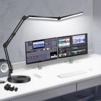 Toolour Led Desk Lamps For Home Office 2 In 1 Large Double Head Desk Lamp With Clamp Base Remote Control Dimmable Architect