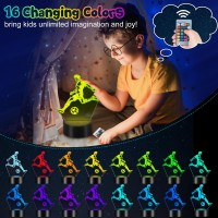 Linkax Soccer Gifts For Boys Girls Birthday Back To School Gifts For Kids Light Up Soccer 3D Illusion Lamp With 16 Colors Remo