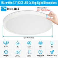 Sunrider Led Flush Mount Ceiling Light Fixture Dimmable 5Cct Selectable 2700K Warm White6000K Daylight White 12Inch 20W 2000L