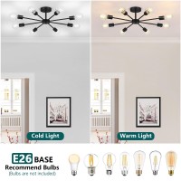 Lomoky 8Lights Semi Flush Mount Ceiling Light Matte Black Hallway Ceiling Lighting With E26 Base Modern Sputnik Light Fixture