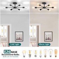 Lomoky 6Lights Semi Flush Mount Ceiling Light Matte Black Close To Ceiling Lighting With E26 Base Modern Sputnik Light Fixtur