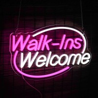 Walkins Welcome Neon Sign Neon Sign For Wall Decor Pink White Led Signs Usb Powered Living Game Room Decor For Bedroom Re