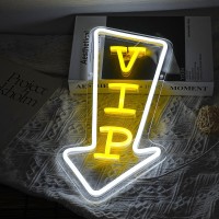 Vip Neon Sign Arrow Neon Sign Lemon Yellow White Led Signs Usb Powered Vip Sign Arrow Sign Neon Light Office Studio Bar Party