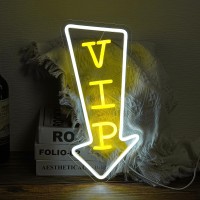 Vip Neon Sign Arrow Neon Sign Lemon Yellow White Led Signs Usb Powered Vip Sign Arrow Sign Neon Light Office Studio Bar Party