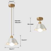 Fulesi Pendant Light Set Of 2 Retro White Wave Ceramic Lampshade Minimalist Style Ceiling Hanging Lamp Brass Finish Ceiling Light For Kitchen Island Bedroom Bedside