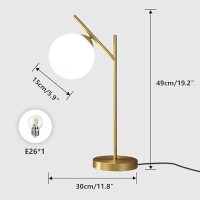 Fulesi Globe Table Lamp Set Of 2 Brass Glass Globe Table Lamp Contemporary Metal Table Lamp Bedside Table Lamp With Milky White Glass Lampshade Bedroom Living Room Study Room