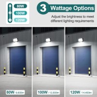 Kadision 120W Led Wall Pack 100W 80W Adjustable, 3000K/4000K/5000K Selectable, 120-277V 15600Lm 0-10V Dimmable Outdoor Security Lighting With Dusk-To-Dawn Photocell, Etl Listed