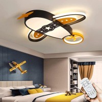 Hertl Modern Chandeliers Led Ceiling Lamp With Remote Control Acrylic Ceiling Lamp Creative Airplane Girl Boy Bedroom Living Room Lighting Children'S Room Pendant Lamp (Black, 52Cm)