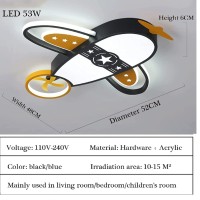 Hertl Modern Chandeliers Led Ceiling Lamp With Remote Control Acrylic Ceiling Lamp Creative Airplane Girl Boy Bedroom Living Room Lighting Children'S Room Pendant Lamp (Black, 52Cm)