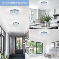 Hongnuofc 12 Inch Crystal Chandelier Led Ceiling Light 2 Tier Flush Mount Ceiling Light Fixtures Modern Chandelier Lighting For