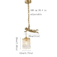 Violin French All-Copper Angel Chandelier E27 1 Light Luxury - Brass Crystal Decoration Hanging Light Bar Cafe Bar Bedroom Porch Hanging Lamp Adjustable Lighting Fixtures,Lights