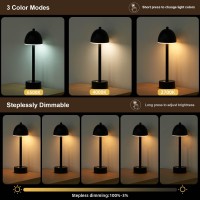 Umexus Rechargeable Small Cordless Lamp 5200Mah Battery Operated Table Lamp Portable Led Desk Lamp Dimmable Touch Nightstand Lights For Outdoor Restaurant Bar Dining Table Living Room Black