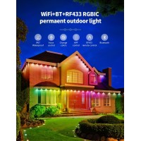 Shag - 100Ft Led App Control New Year Lights - Ip67 Waterproof, Rgbic & 16 Million Color Lights For Home, Outdoor Living, Wedding, Party Decoration, Birthday Events