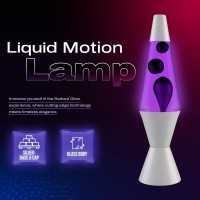 Central Life 1889 Motion Lamp Classic Liquid Motion Night Light Solid Silver Base Lamp Wax Liquid Soft Relax Glow 145 Black