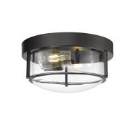 Odeums Flush Mount Ceiling Lights, Hallway Ceiling Light, 2-Light Indoor Outdoor Farmhouse Lighting Flush Mount Lights For Kitchen Bedroom Porch Living Dining Room (Black, D12)