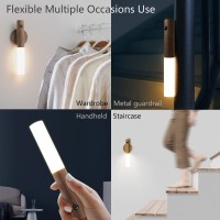 Chilvane Motion Sensor Light Indoor Night Light Wall Sconce Wooden Rechargeable Portable Magnetic Battery Operated Led Night Lig