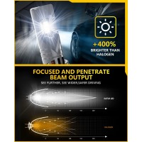 Katur H11 Bulbs, 400% Brightness 20000Lm 6000K Xenon White 1:1 Mini Size All-In-One Plug And Play H9 H8 Led Fog Light Bulb, Pack Of 2