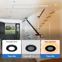 Cycevsun 3 Inch Black Recessed Lights With Night Light Dimmable 5Cct Selectable Canless Pot Light Downlight Wafer Outdoor Sof