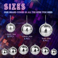 Pllieay 66Pcs Disco Ball Ornaments Hanging Disco Balls 4 Sizes Disco Ball Decoration Disco Ball Cake Topper For Christmas Tre