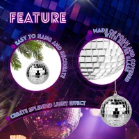 Pllieay 32Pcs Hanging Mirror Disco Ball Ornaments 3 Sizes Disco Ball Decor Hanging Disco Balls Mini Disco Ball Ornaments For