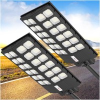 Alleasy 1800W Solar Street Light Outdoor 2Pack Waterproof 180000Lm Solar Parking Lot Lights Dusk To Dawn With Motion Sensor R