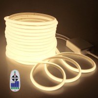 Samsion 656Ft Cob Led Strip Lights Outdoor Waterproof 20M Dimmable Led Rope Light With Remote Ac 110V120V Cuttable Flexible Co