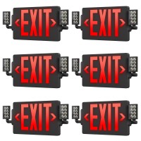 Sunco 6 Pack Black Exit Signs With Emergency Lights Two Adjustable Led Lights 94V0 Fire Resistant Backup Battery 120277V