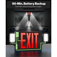 Sunco 6 Pack Black Exit Signs With Emergency Lights Two Adjustable Led Lights 94V0 Fire Resistant Backup Battery 120277V