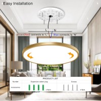 Fletergib 157Inch Gold Flush Mount Ceiling Light Fixture 3000K Warm White 32W 3800Lm Bright Led Ceiling Light Flat Round Lig