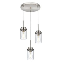 Melucee 3Light Hanging Chandelier Light For Dining Room In Brushed Nickel Modern Kitchen Island Pendant Lighting Adjustable Ha