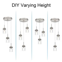 Melucee 3Light Hanging Chandelier Light For Dining Room In Brushed Nickel Modern Kitchen Island Pendant Lighting Adjustable Ha