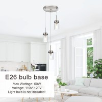 Melucee 3Light Hanging Chandelier Light For Dining Room In Brushed Nickel Modern Kitchen Island Pendant Lighting Adjustable Ha